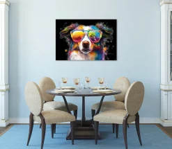Bönninghoff Leinwandbild »Wandbild BUNTER HUND 60x90 cm – Leinwandbild Keilrahmen Deko modern« Humor | Hunde | Hundebilder | Pop Art | Tiere 1 Stk. tlg. auf Keilrahmen gespannt