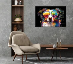 Bönninghoff Leinwandbild »Wandbild BUNTER HUND 60x90 cm – Leinwandbild Keilrahmen Deko modern« Humor | Hunde | Hundebilder | Pop Art | Tiere 1 Stk. tlg. auf Keilrahmen gespannt