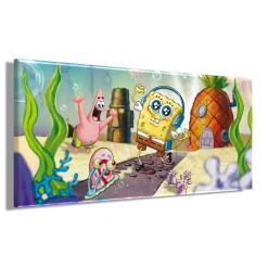 Bönninghoff Leinwandbild »Wandbild SPONGEBOB SPAZIERGANG 33x70 cm – Leinwandbild Keilrahmen Deko« Filmfiguren | Serien 1 Stk. tlg. auf Keilrahmen gespannt