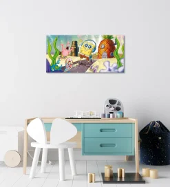 Bönninghoff Leinwandbild »Wandbild SPONGEBOB SPAZIERGANG 33x70 cm – Leinwandbild Keilrahmen Deko« Filmfiguren | Serien 1 Stk. tlg. auf Keilrahmen gespannt