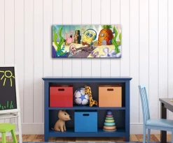 Bönninghoff Leinwandbild »Wandbild SPONGEBOB SPAZIERGANG 33x70 cm – Leinwandbild Keilrahmen Deko« Filmfiguren | Serien 1 Stk. tlg. auf Keilrahmen gespannt