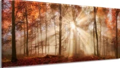 Bönninghoff Leinwandbild »Wandbild HERBSTWALD XXL 60x140 cm – Leinwandbild Keilrahmen Deko« Wald 1 Stk. tlg. auf Keilrahmen gespannt