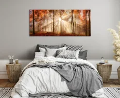 Bönninghoff Leinwandbild »Wandbild HERBSTWALD XXL 60x140 cm – Leinwandbild Keilrahmen Deko« Wald 1 Stk. tlg. auf Keilrahmen gespannt