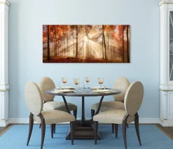 Bönninghoff Leinwandbild »Wandbild HERBSTWALD XXL 60x140 cm – Leinwandbild Keilrahmen Deko« Wald 1 Stk. tlg. auf Keilrahmen gespannt