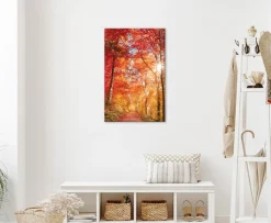 Bönninghoff Leinwandbild »Wandbild BUNTER HERBSTWALD 60x90 cm – Leinwandbild Keilrahmen Deko« Baumbilder | Bäume | Landschaft | Natur | Wald | Waldbilder 1 Stk. tlg. auf Keilrahmen gespannt