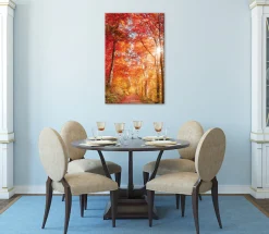Bönninghoff Leinwandbild »Wandbild BUNTER HERBSTWALD 60x90 cm – Leinwandbild Keilrahmen Deko« Baumbilder | Bäume | Landschaft | Natur | Wald | Waldbilder 1 Stk. tlg. auf Keilrahmen gespannt