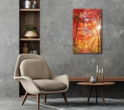 Bönninghoff Leinwandbild »Wandbild BUNTER HERBSTWALD 60x90 cm – Leinwandbild Keilrahmen Deko« Baumbilder | Bäume | Landschaft | Natur | Wald | Waldbilder 1 Stk. tlg. auf Keilrahmen gespannt
