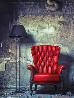 Bönninghoff Leinwandbild »Wandbild ROTER SESSEL 46x61 cm – Leinwandbild Keilrahmen Deko modern« Innenarchitektur | Vintage 1 Stk. tlg. auf Keilrahmen gespannt