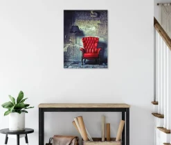 Bönninghoff Leinwandbild »Wandbild ROTER SESSEL 46x61 cm – Leinwandbild Keilrahmen Deko modern« Innenarchitektur | Vintage 1 Stk. tlg. auf Keilrahmen gespannt