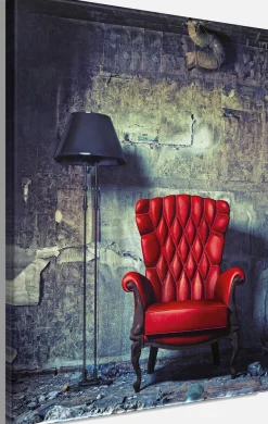 Bönninghoff Leinwandbild »Wandbild ROTER SESSEL 46x61 cm – Leinwandbild Keilrahmen Deko modern« Innenarchitektur | Vintage 1 Stk. tlg. auf Keilrahmen gespannt