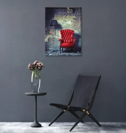Bönninghoff Leinwandbild »Wandbild ROTER SESSEL 46x61 cm – Leinwandbild Keilrahmen Deko modern« Innenarchitektur | Vintage 1 Stk. tlg. auf Keilrahmen gespannt