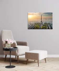 Bönninghoff Leinwandbild »Wandbild EIFFELTURM 60x90 cm – Leinwandbild Keilrahmen Deko modern« Frankreich | Paris | Sonnenuntergang | Stadt 1 Stk. tlg. auf Keilrahmen gespannt