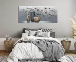 Bönninghoff Ölgemälde »handarbeit BLUMENVASEN XXL 60x140 cm – Wandbild Kunst Deko« Blumen 1 Stk. tlg. handgefertigt, jedes Bild ein Unikat
