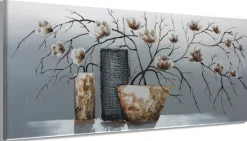 Bönninghoff Ölgemälde »handarbeit BLUMENVASEN XXL 60x140 cm – Wandbild Kunst Deko« Blumen 1 Stk. tlg. handgefertigt, jedes Bild ein Unikat