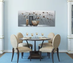 Bönninghoff Ölgemälde »handarbeit BLUMENVASEN XXL 60x140 cm – Wandbild Kunst Deko« Blumen 1 Stk. tlg. handgefertigt, jedes Bild ein Unikat
