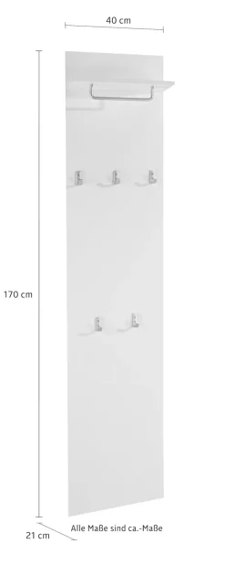 borchardt Möbel Garderobenpaneel »Rena, Wandgarderobe 160 cm« 5 Haken, Kleiderstange, Hutablage