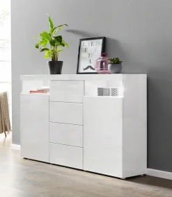 borchardt Möbel Highboard »Kapstadt mit Push-to-open-Funktion, Hochglanzdekor, Kommode, Sideboard« Breite 139 cm, 2 Türen, 4 Schubkästen, Modernes Design made in Germany