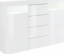 borchardt Möbel Highboard »Kapstadt mit Push-to-open-Funktion, Hochglanzdekor, Kommode, Sideboard« Breite 139 cm, 2 Türen, 4 Schubkästen, Modernes Design made in Germany