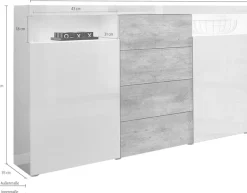 borchardt Möbel Highboard »Kapstadt mit Push-to-open-Funktion, Hochglanzdekor, Kommode, Sideboard« Breite 139 cm, 2 Türen, 4 Schubkästen, Modernes Design made in Germany