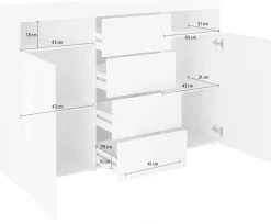borchardt Möbel Highboard »Kapstadt mit Push-to-open-Funktion, Hochglanzdekor, Kommode, Sideboard« Breite 139 cm, 2 Türen, 4 Schubkästen, Modernes Design made in Germany