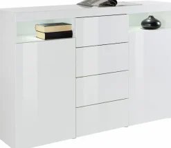 borchardt Möbel Highboard »Kapstadt mit Push-to-open-Funktion, Hochglanzdekor, Kommode, Sideboard« Breite 139 cm, 2 Türen, 4 Schubkästen, Modernes Design made in Germany