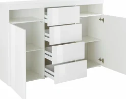 borchardt Möbel Highboard »Kapstadt mit Push-to-open-Funktion, Hochglanzdekor, Kommode, Sideboard« Breite 139 cm, 2 Türen, 4 Schubkästen, Modernes Design made in Germany