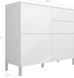 borchardt Möbel Kommode »Haama, modern, grifflos, Metallfüße, praktisch,2 Türen« Push-To-Open, verstellbare Einlegeböden, viel Stauraum, Breite 93cm