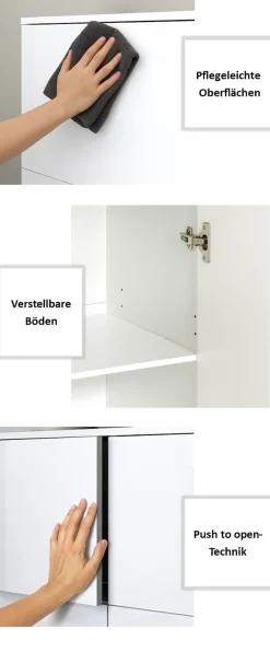 borchardt Möbel Kommode »Haama, Sideboard mit Metallfüßen, Push-to-open-Technik, Breite 139 cm« viel Stauraum, verstellbare Böden