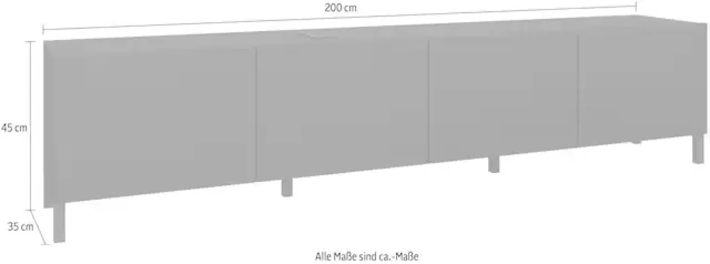 borchardt Möbel Lowboard »Sophia, TV-Schrank mit Metallfüßen« Breite 200 cm, 4-türig, Design Made in Germany
