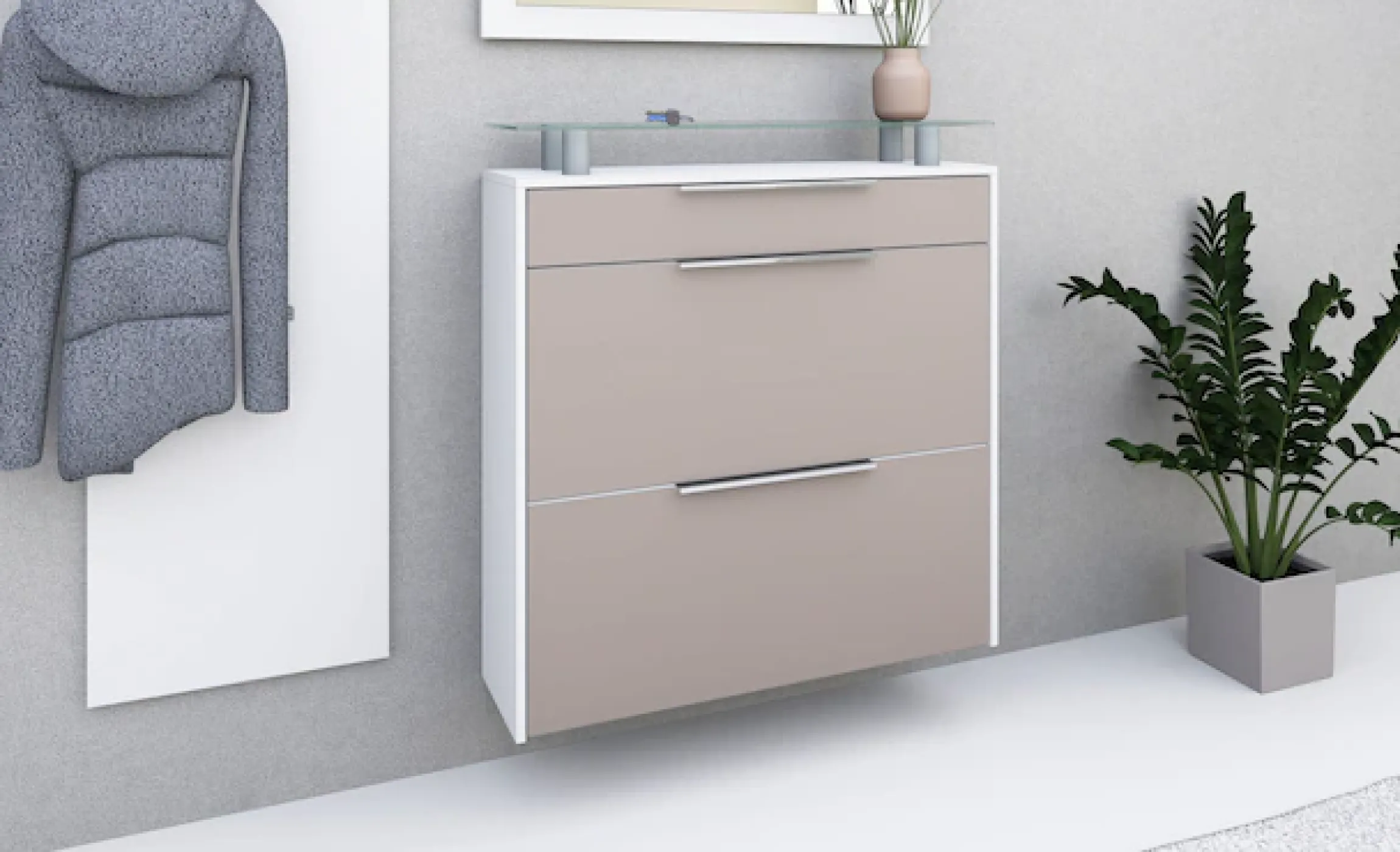 borchardt Möbel Schuhschrank »Oliva« Breite 89 cm, hängend, mit 2 Doppeltrommel und 1 Schubkasten