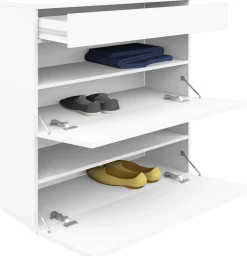 borchardt Möbel Schuhschrank »Torben, Schuhregal mit 4 Fächern für ca. 16 Paar Schuhe, Breite 89 cm« Push-to-open-Funktion, Schubkasten, 2 Klappen, 2 verstellbare Böden