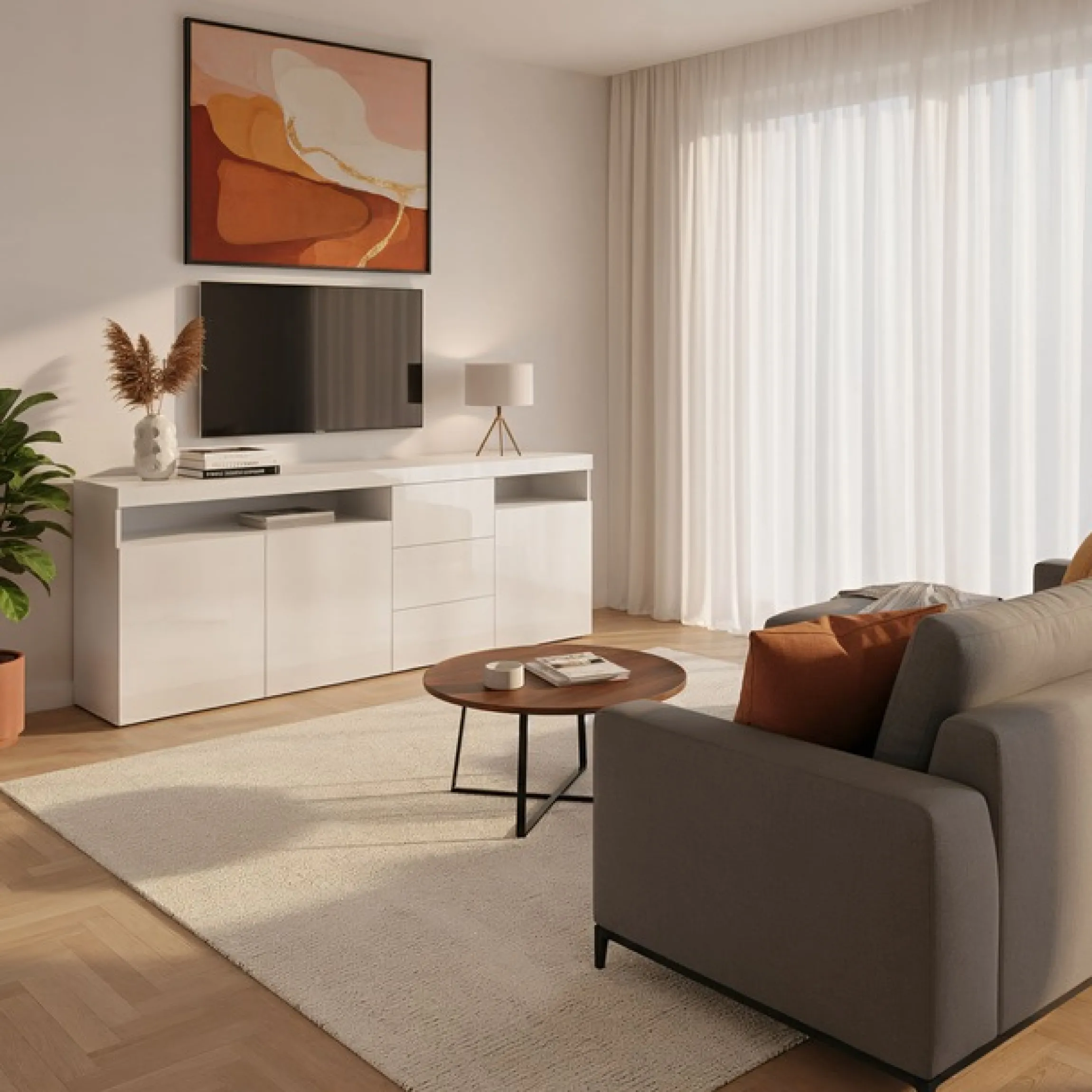 borchardt Möbel Sideboard »Kapstadt, Kommode mit Push-to-open-Funktion, Hochglanz-Dekor« Breite 200cm mit viel Stauraum, 3 Schubfächern und 3 Türen