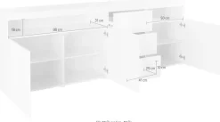 borchardt Möbel Sideboard »Kapstadt, Kommode mit Push-to-open-Funktion, Hochglanz-Dekor« Breite 200cm mit viel Stauraum, 3 Schubfächern und 3 Türen