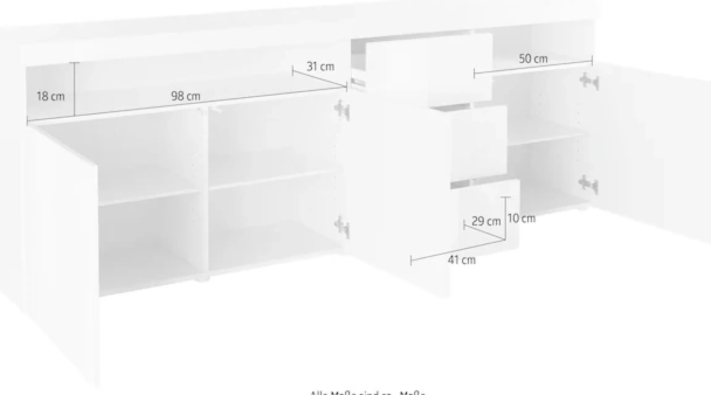 borchardt Möbel Sideboard »Kapstadt, Kommode mit Push-to-open-Funktion, Hochglanz-Dekor« Breite 200cm mit viel Stauraum, 3 Schubfächern und 3 Türen