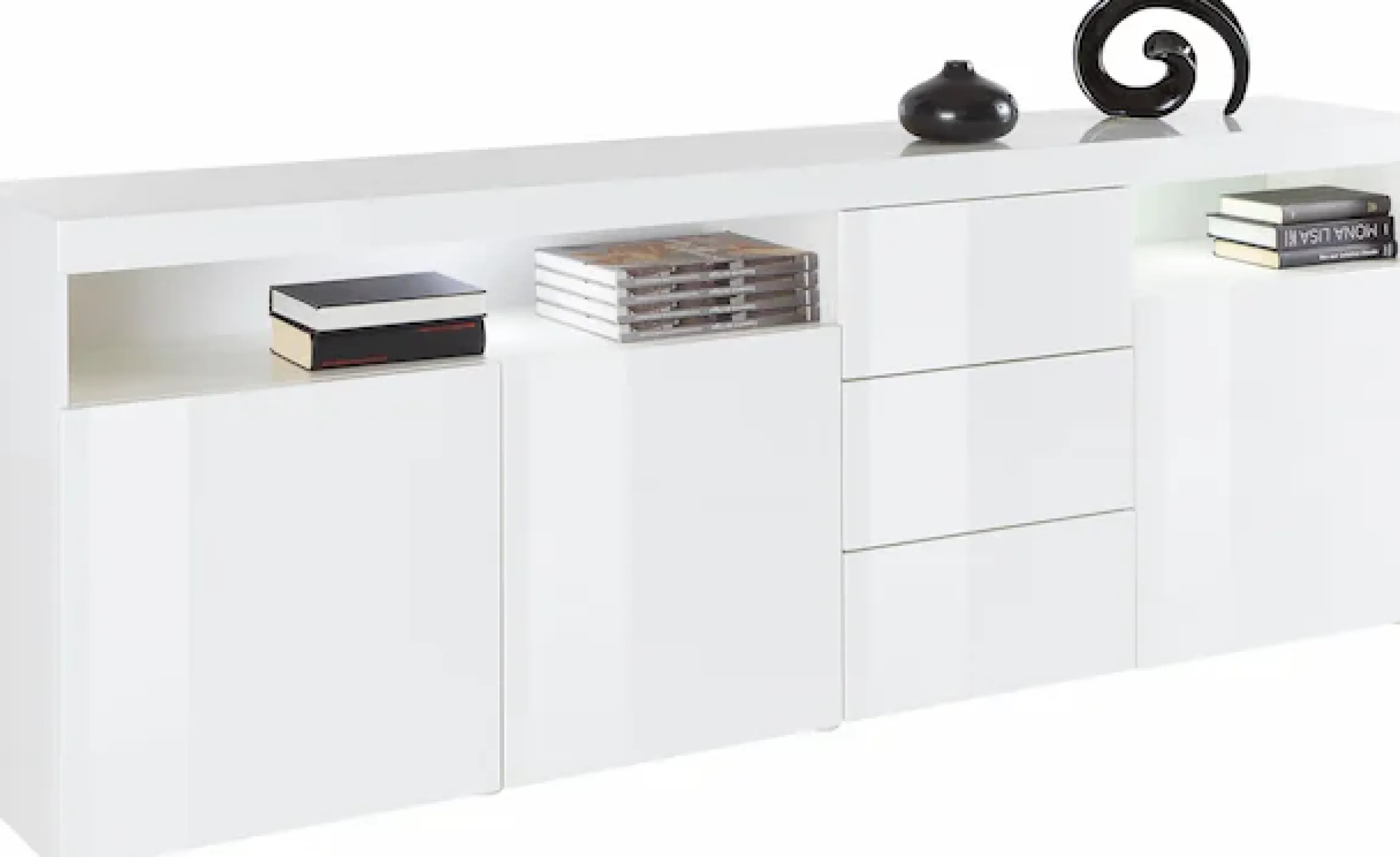borchardt Möbel Sideboard »Kapstadt, Kommode mit Push-to-open-Funktion, Hochglanz-Dekor« Breite 200cm mit viel Stauraum, 3 Schubfächern und 3 Türen