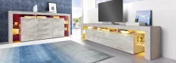 borchardt Möbel Sideboard »Lima, Breite 192cm mit Metallgriffen und Glasböden« Sehr viel Stauraum, 2 Türen, 4 Schubfächer, eleganter Überbau