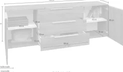 borchardt Möbel Sideboard »Oliva, hängend oder stehend mit Metallgriffen« Breite 166 oder 200cm, 2 Türen 3 Schubfächer