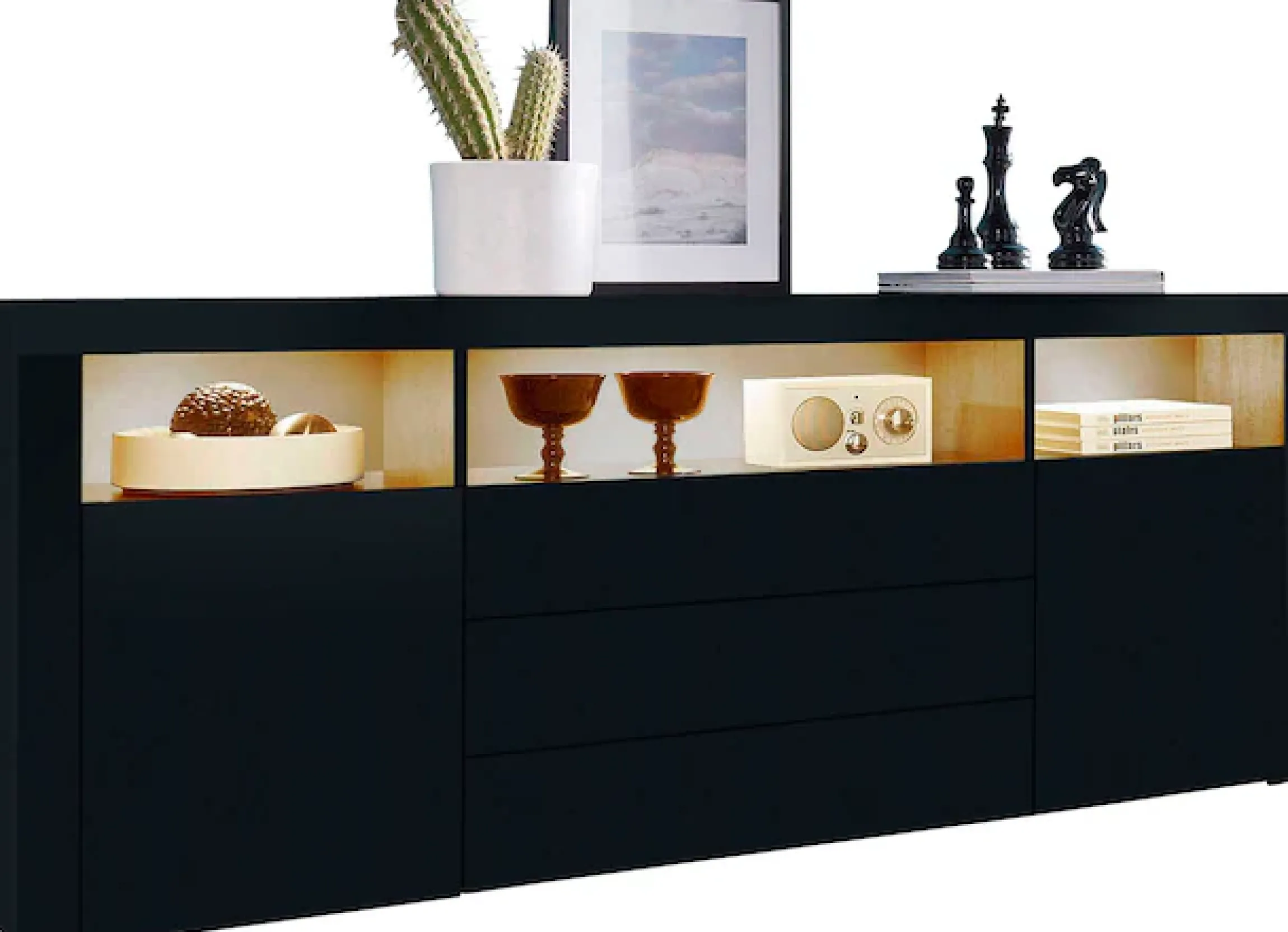 borchardt Möbel Sideboard »Santa Fé, Kommode 166 cm breit« Push-to-open-Funktion, 2 Türen, 3 Schubkästen und 3 offene Fächer