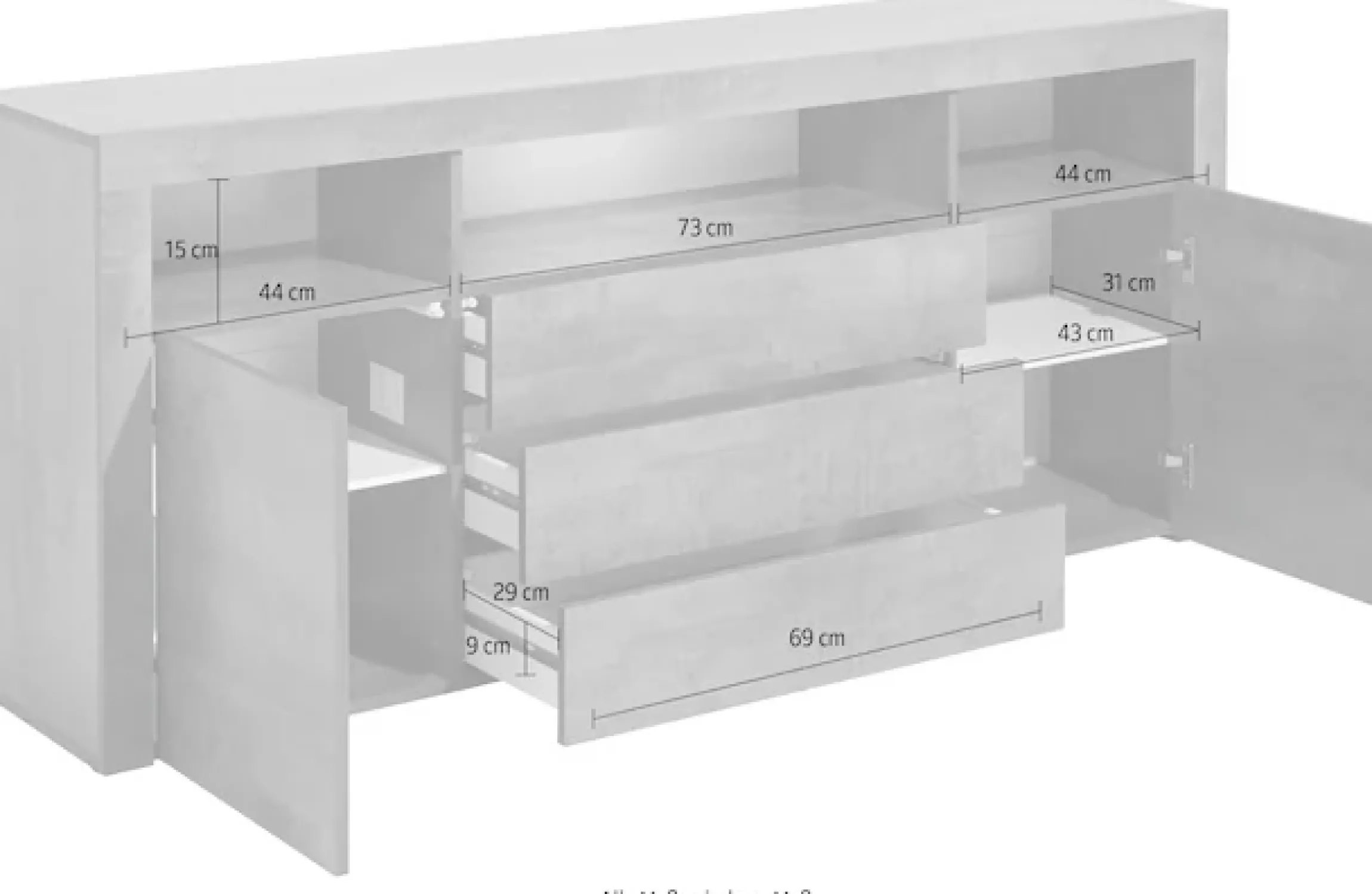 borchardt Möbel Sideboard »Santa Fé, Kommode 166 cm breit« Push-to-open-Funktion, 2 Türen, 3 Schubkästen und 3 offene Fächer