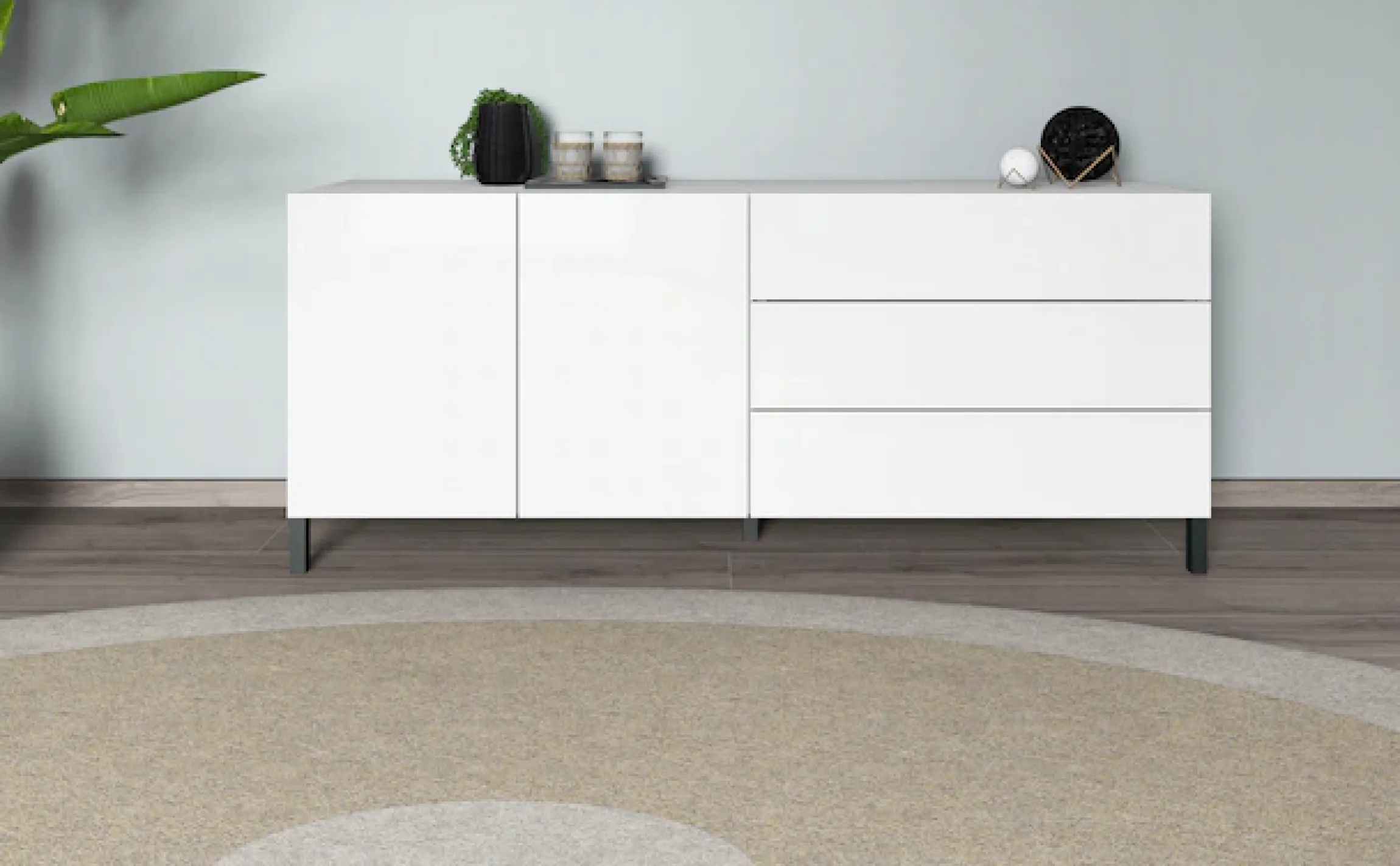 borchardt Möbel Sideboard »Sophia, Kommode mit Metallfüßen, 3 Schubkästen, Breite 152 oder 190 cm« grifflose Optik, viel Stauraum, verstellbare Böden