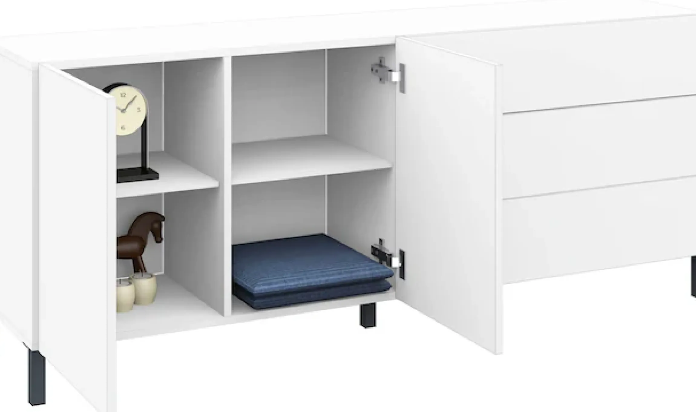 borchardt Möbel Sideboard »Sophia, Kommode mit Metallfüßen, 3 Schubkästen, Breite 152 oder 190 cm« grifflose Optik, viel Stauraum, verstellbare Böden