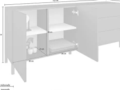 borchardt Möbel Sideboard »Sophia, Kommode mit Metallfüßen, 3 Schubkästen, Breite 152 oder 190 cm« grifflose Optik, viel Stauraum, verstellbare Böden