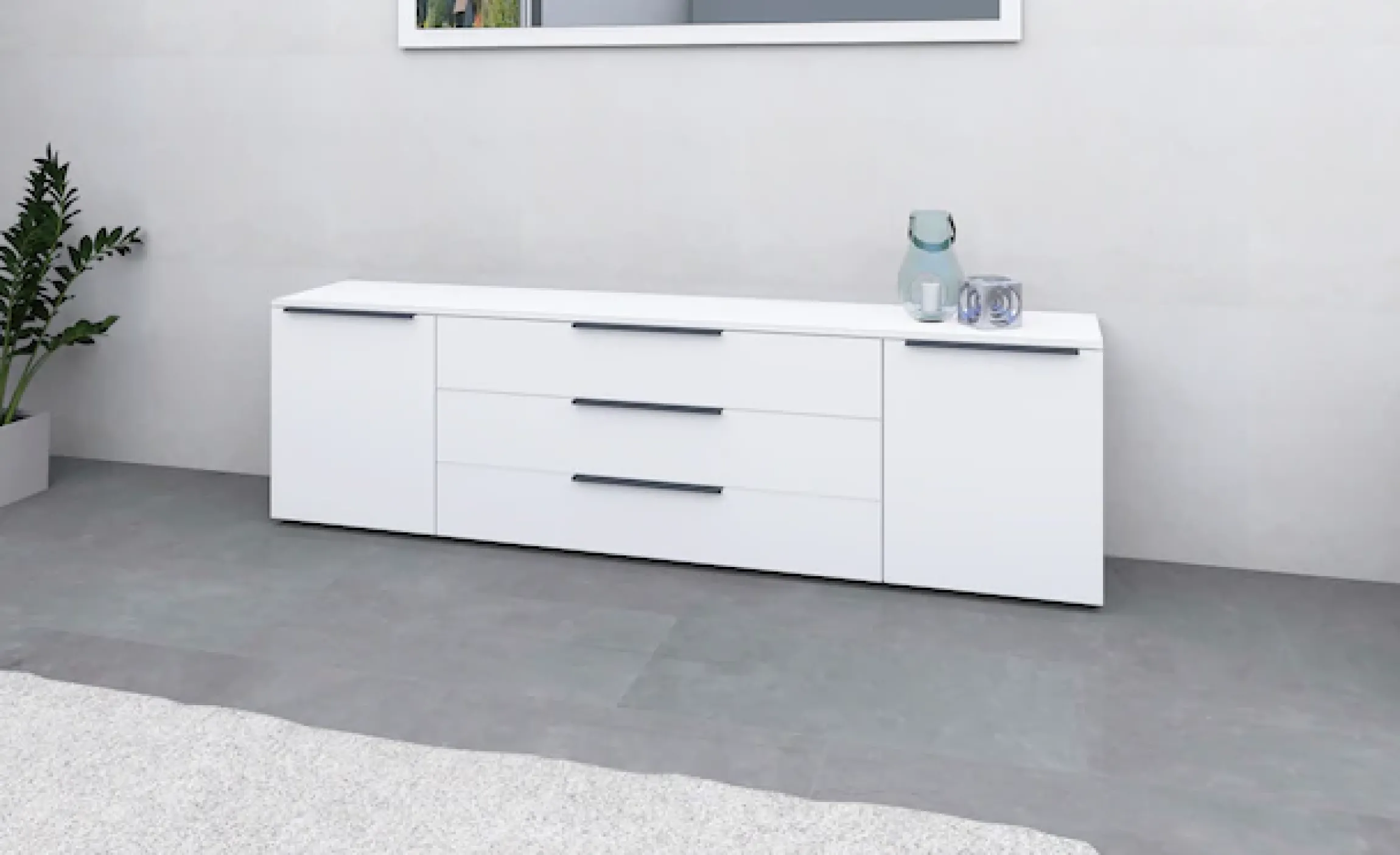 borchardt Möbel Sideboard »Tom, Kommode Breite 200cm, hängend oder stehend mit Metallgriffen« 2 Türen 3 Schubkästen, verstellbare Einlegeböden