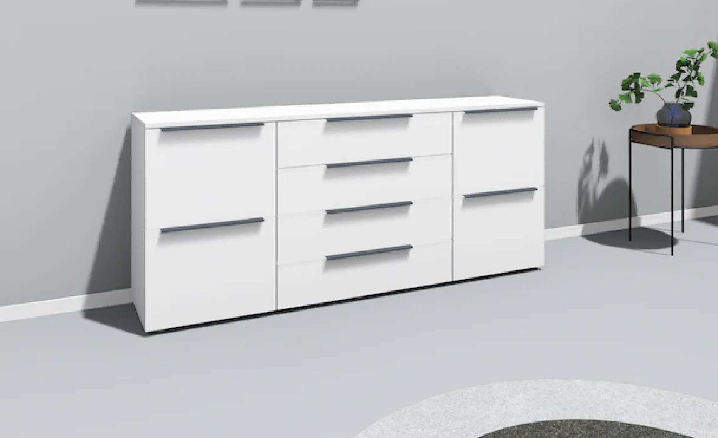 borchardt Möbel Sideboard »Tom« Breite 166 cm, verstellbare Einlegeböden, lackierte Alu-Profilgriffe