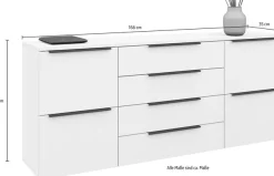 borchardt Möbel Sideboard »Tom« Breite 166 cm, verstellbare Einlegeböden, lackierte Alu-Profilgriffe