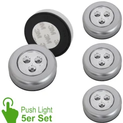 Briloner Leuchten LED Unterbauleuchte »LED Push Light, titanfarbig, 5er-Set, je 3xLED« LED-Modul