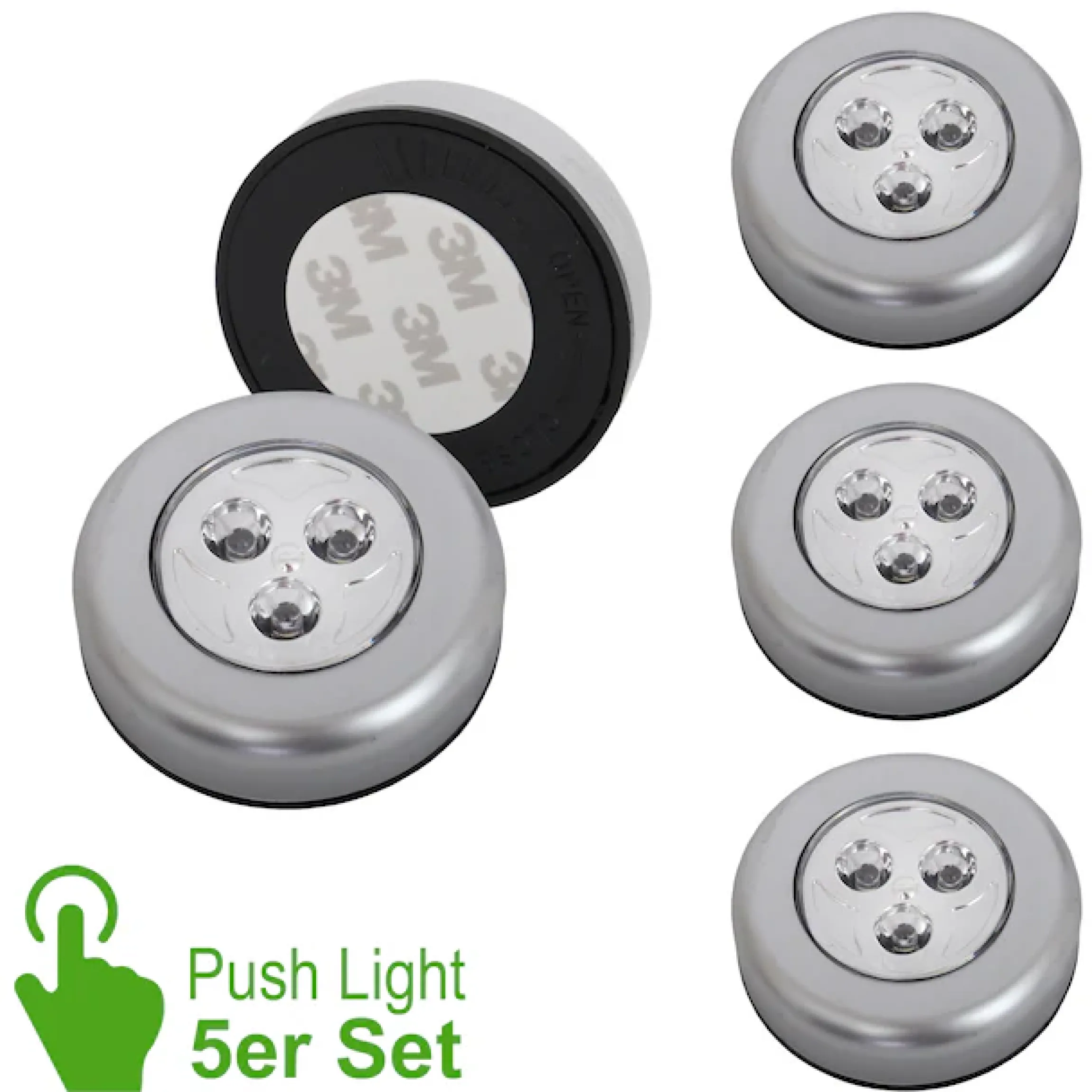 Briloner Leuchten LED Unterbauleuchte »LED Push Light, titanfarbig, 5er-Set, je 3xLED« LED-Modul