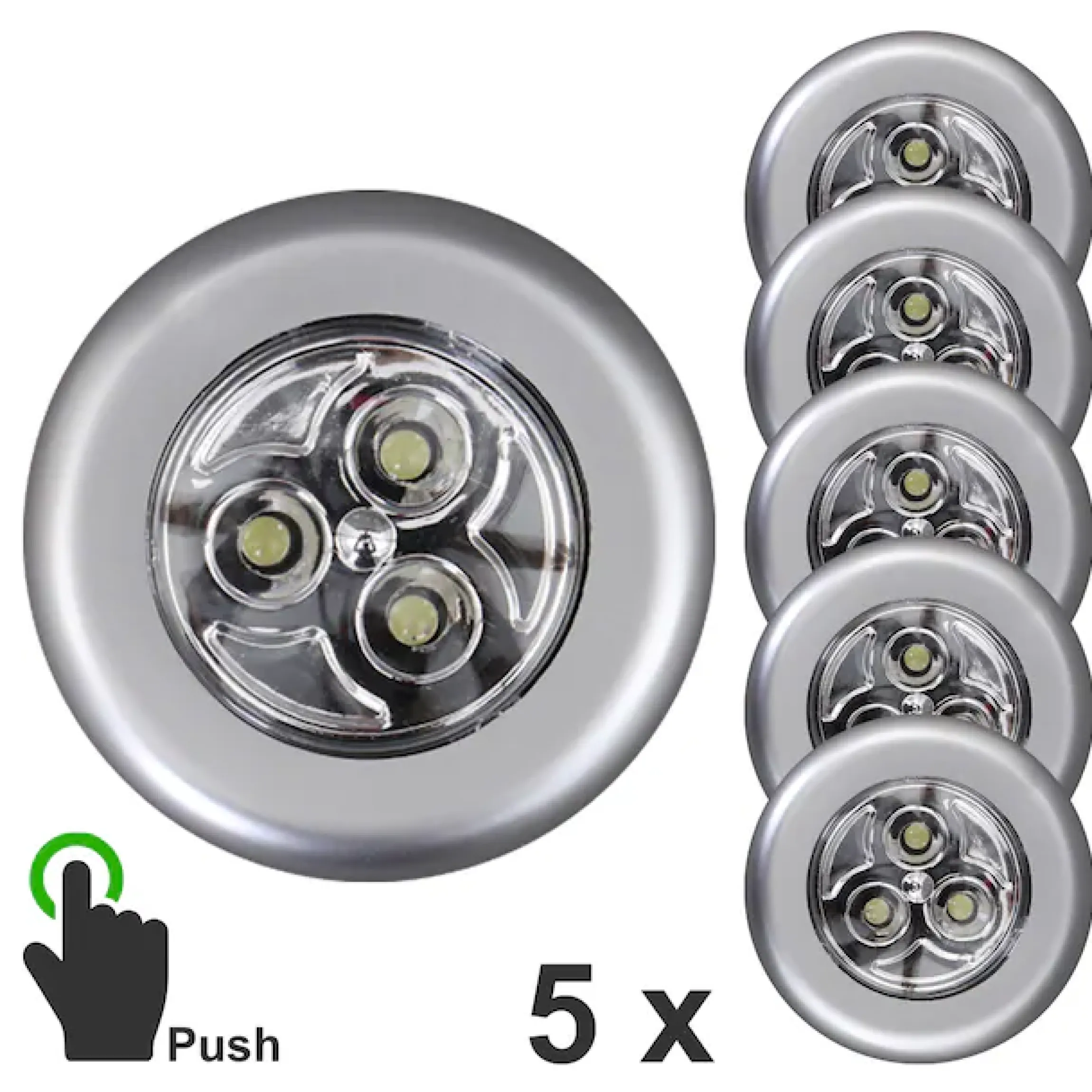 Briloner Leuchten LED Unterbauleuchte »LED Push Light, titanfarbig, 5er-Set, je 3xLED« LED-Modul