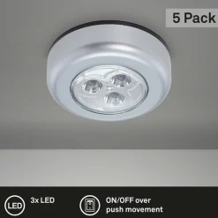 Briloner Leuchten LED Unterbauleuchte »LED Push Light, titanfarbig, 5er-Set, je 3xLED« LED-Modul