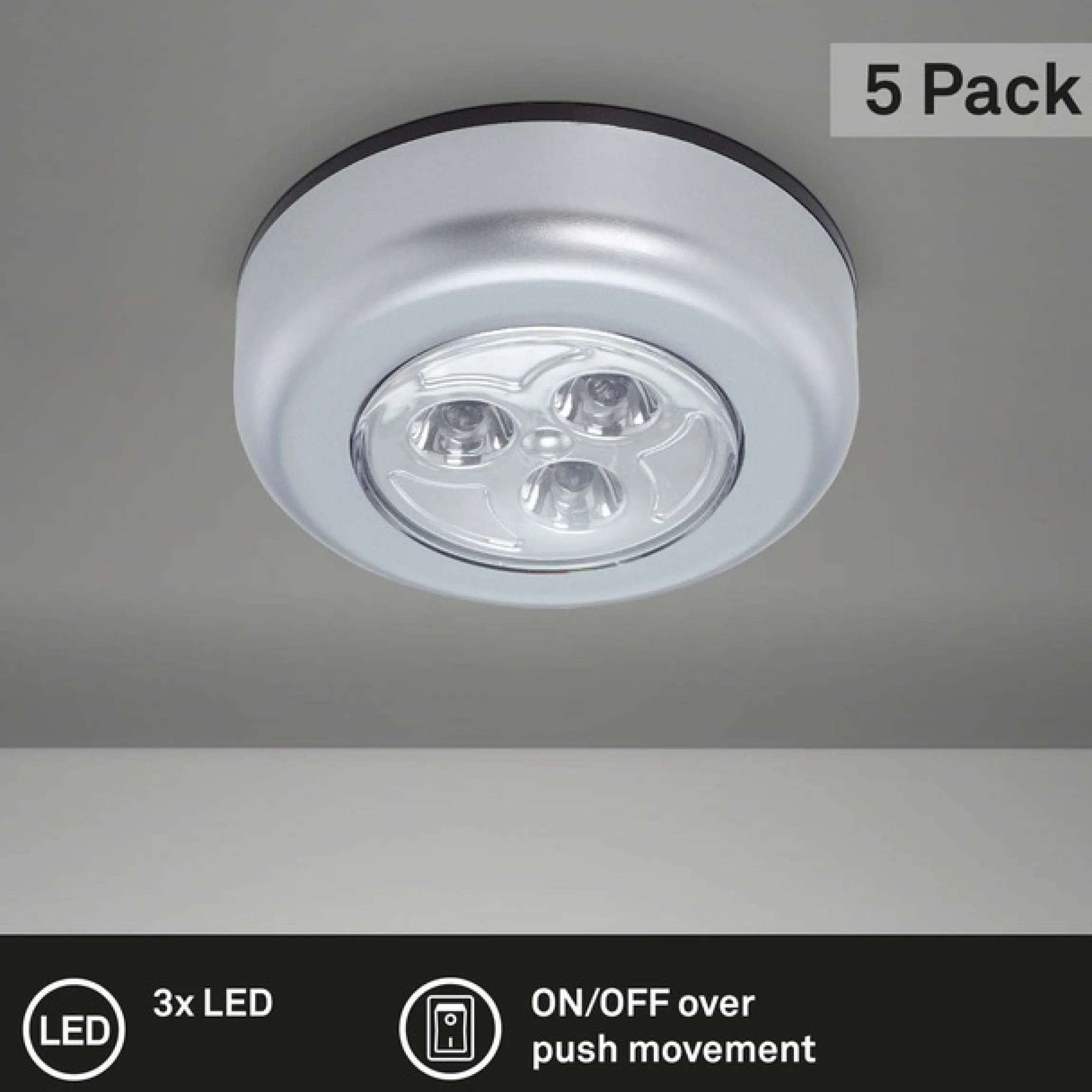 Briloner Leuchten LED Unterbauleuchte »LED Push Light, titanfarbig, 5er-Set, je 3xLED« LED-Modul